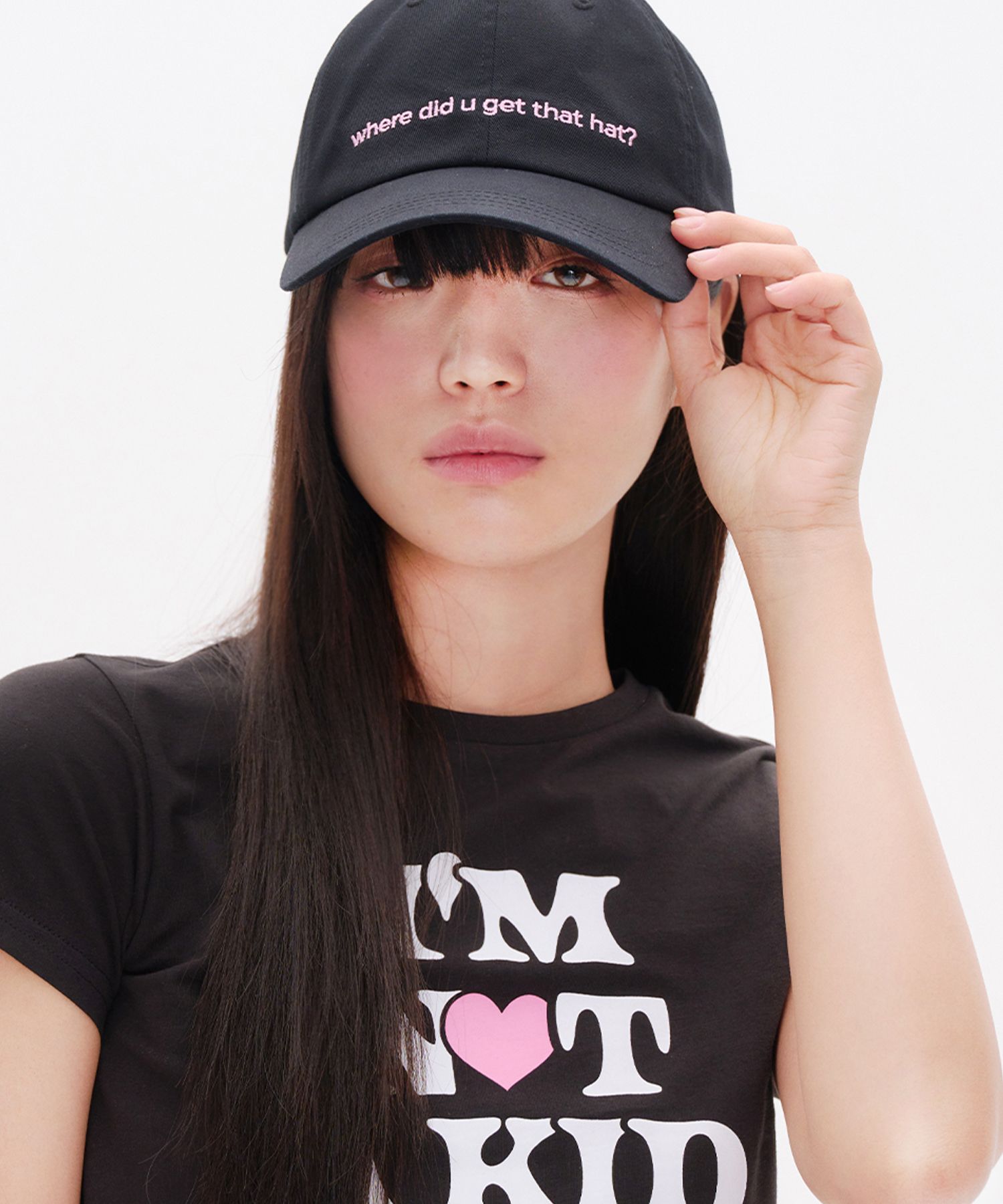 MUSINSA公式 | YOUHEE LETTERING BALL CAP BLACK