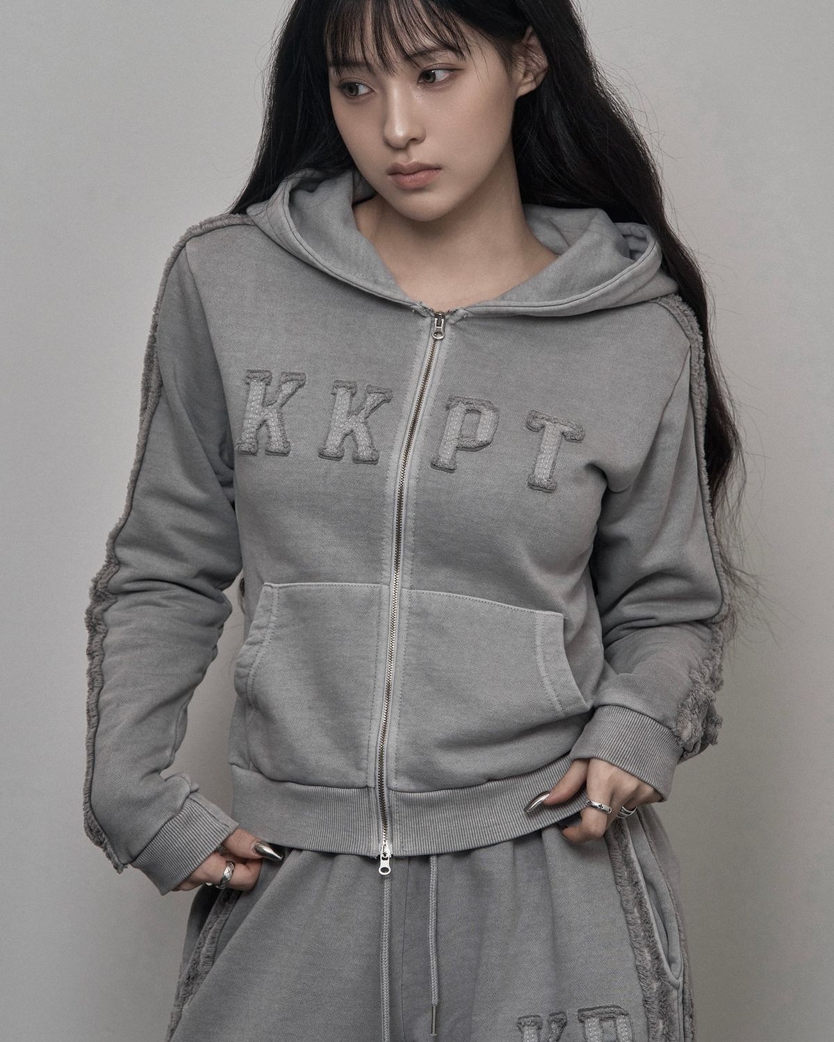 카키포인트(KHAKIPOINT) Pigment Hood Zip-up (light gray)