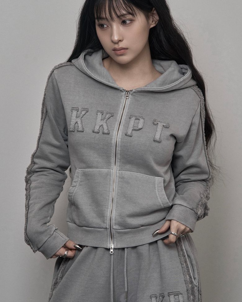 Pigment Hood Zip-up (light gray)