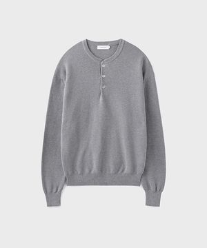 HARD TWIST HENLEY-NECK KNIT [MELANGE GRAY]