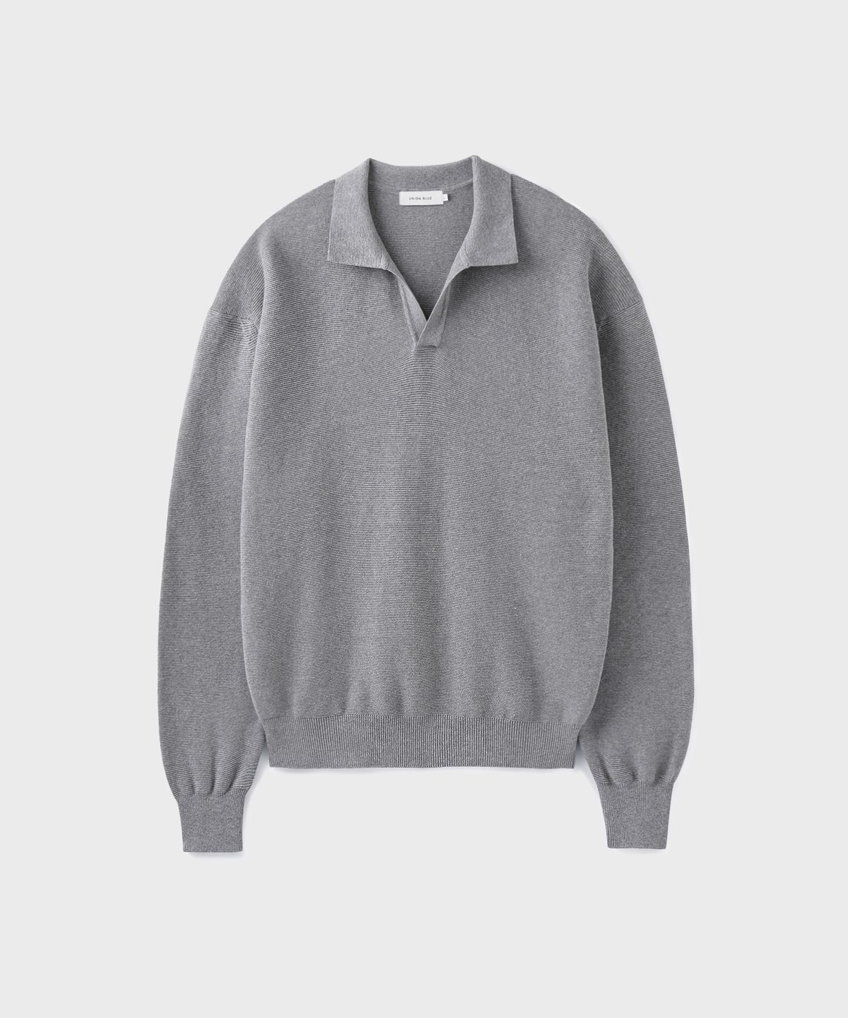 유니온블루(UNION BLUE) HARD TWIST SPREAD POLO KNIT [MELANGE GRAY]