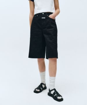 W LONG BERMUDA DENIM PANTS black