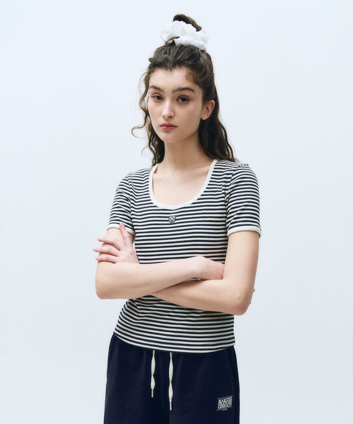 마리떼 프랑소와 저버(MARITHÉ + FRANҪOIS GIRBAUD) W DEEP NECK RINGER TEE navy