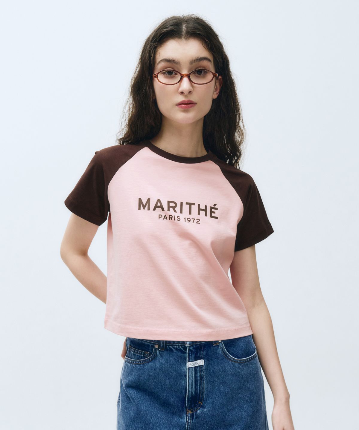 마리떼 프랑소와 저버(MARITHÉ + FRANҪOIS GIRBAUD) W REGULAR LOGO RAGLAN CROP TEE pink