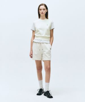 W CLASSIC LOGO SWEAT SHORTS oatmeal