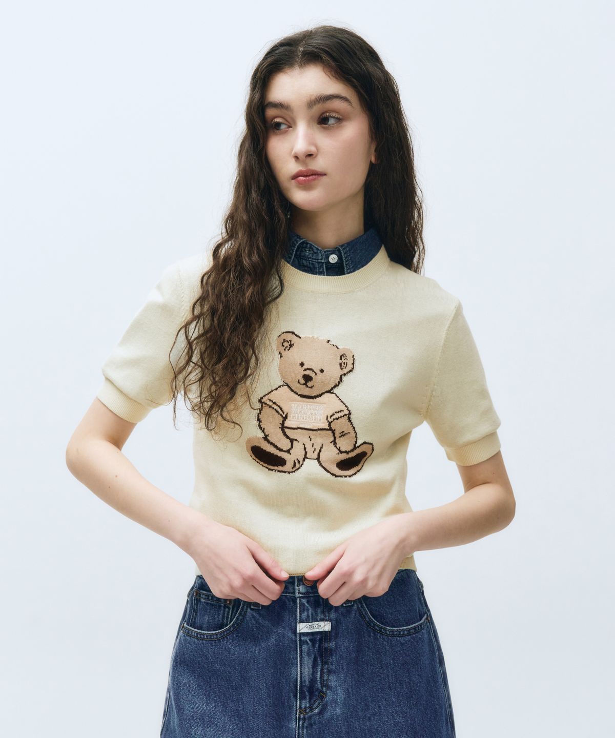 마리떼 프랑소와 저버(MARITHÉ + FRANҪOIS GIRBAUD) W DOODLE BEAR HALF KNIT ivory