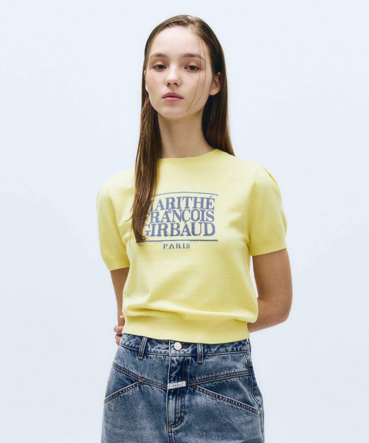 마리떼 프랑소와 저버(MARITHÉ + FRANҪOIS GIRBAUD) W CLASSIC LOGO HALF KNIT light yellow