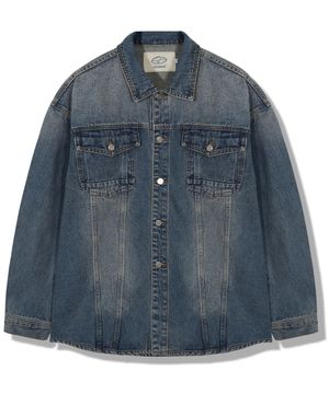 샌드워싱 데님 셔츠 자켓
