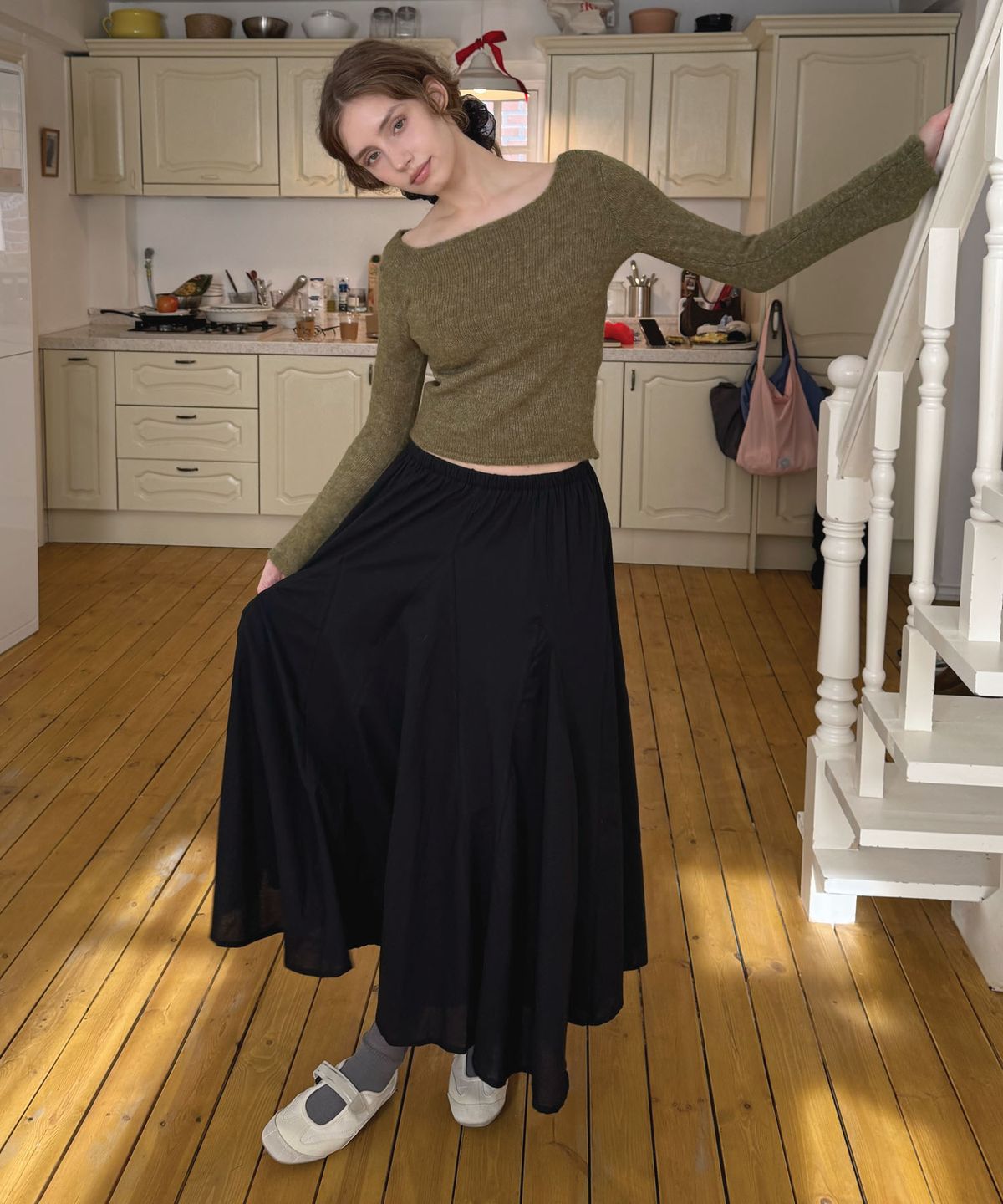 딜라이디(DELIDI) Soft long skirt (black)