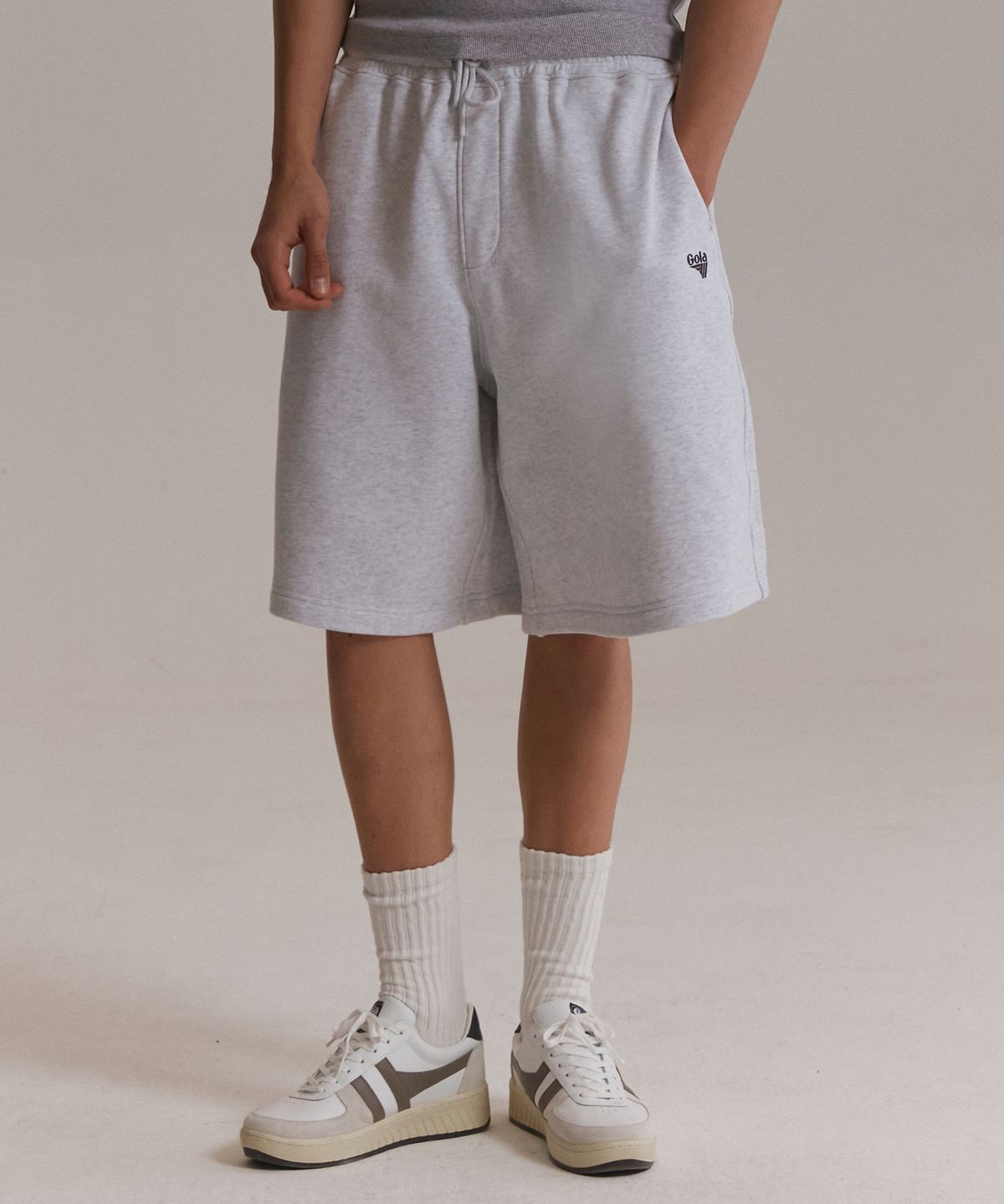 골라(GOLA) SWEAT HALF PANTS [LIGHT GRAY]