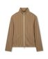 SEE-THROUGH JACQUARD HIGH NECK ZIP-UP BEIGE