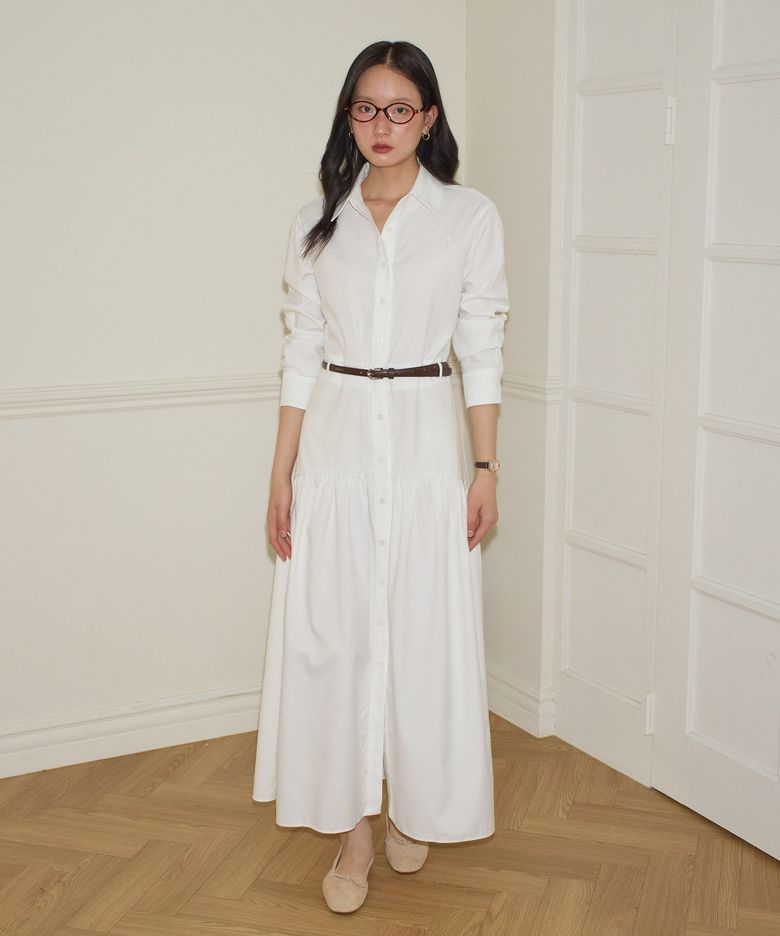 Flare Long Shirt  Dress_ White