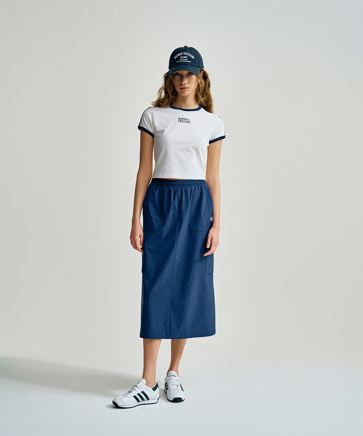 세르지오 타키니(SERGIO TACCHINI) W 컴포트쿨 경량 우븐 롱 스커트 (Navy)