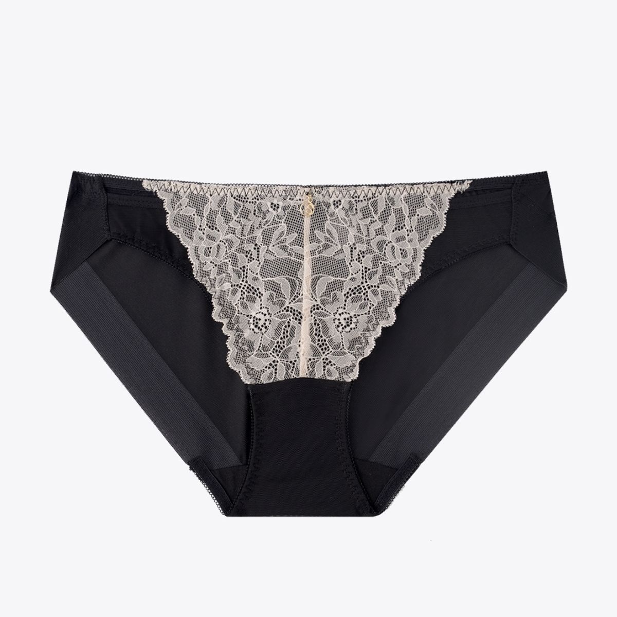 섹시쿠키(SEXY COOKIE) 트임 투톤 레이스 헴팬티_블랙