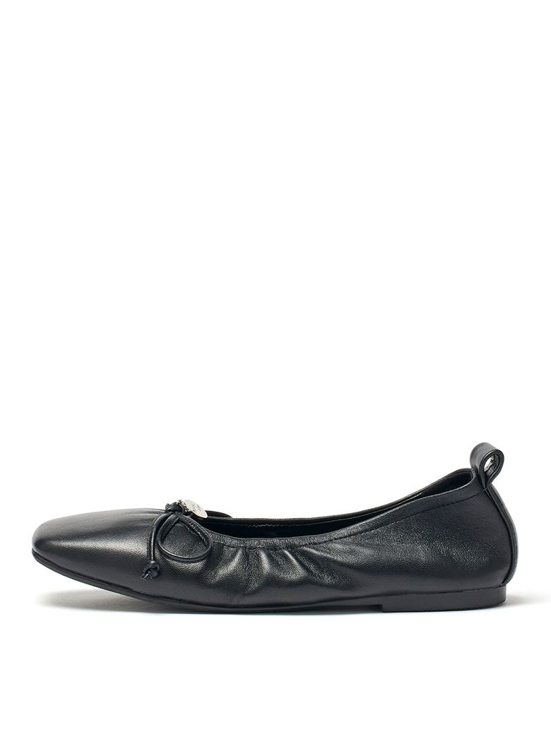 RIBBON BALLET FLAT SHOES IN BLACK