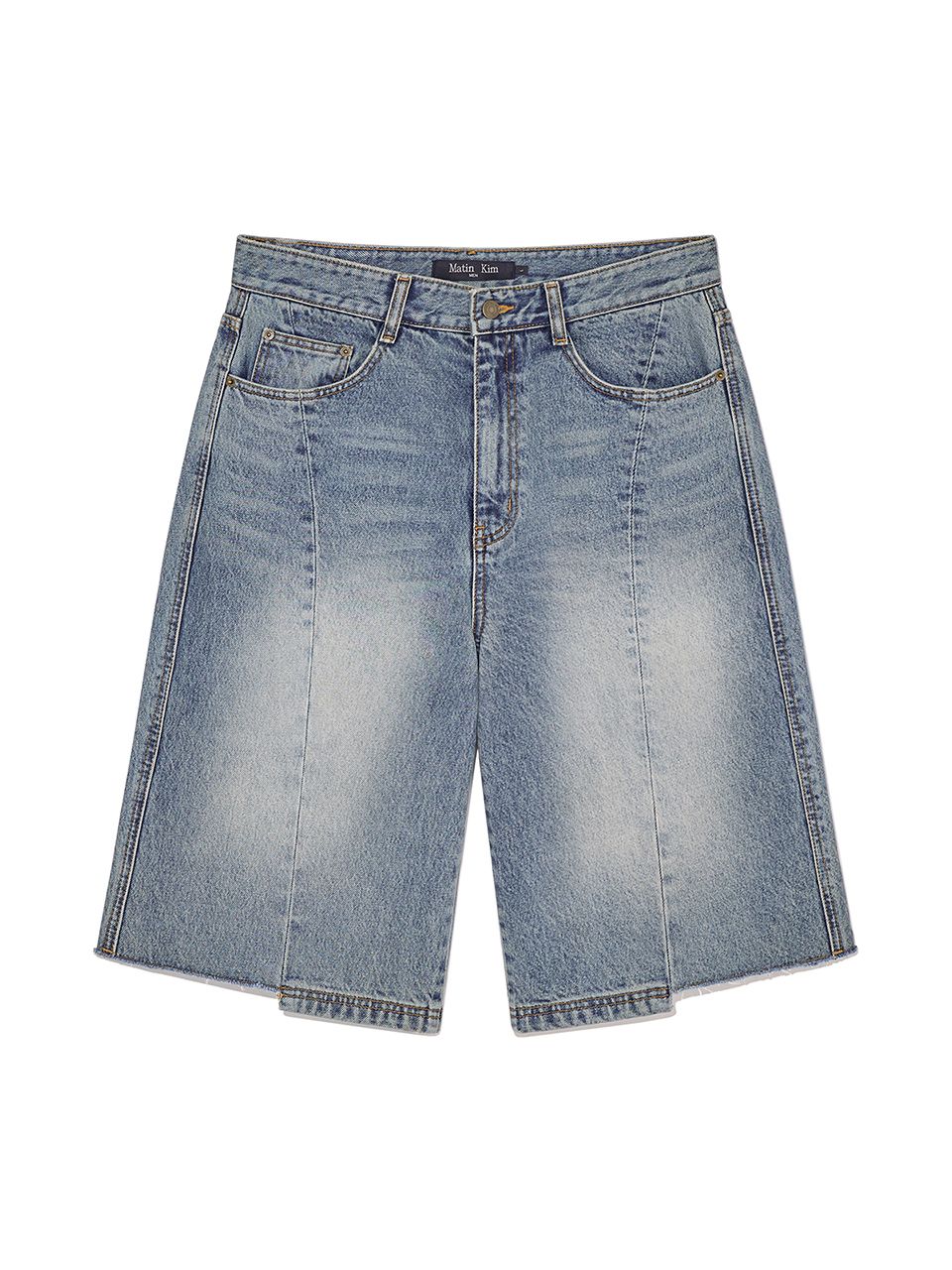 デニム・ジーパン [MATINKIM]hem point bermuda denim pants for men in blue MUSINSA | MATIN KIM HEM POINT BERMUDA DENIM PANTS FOR MEN IN