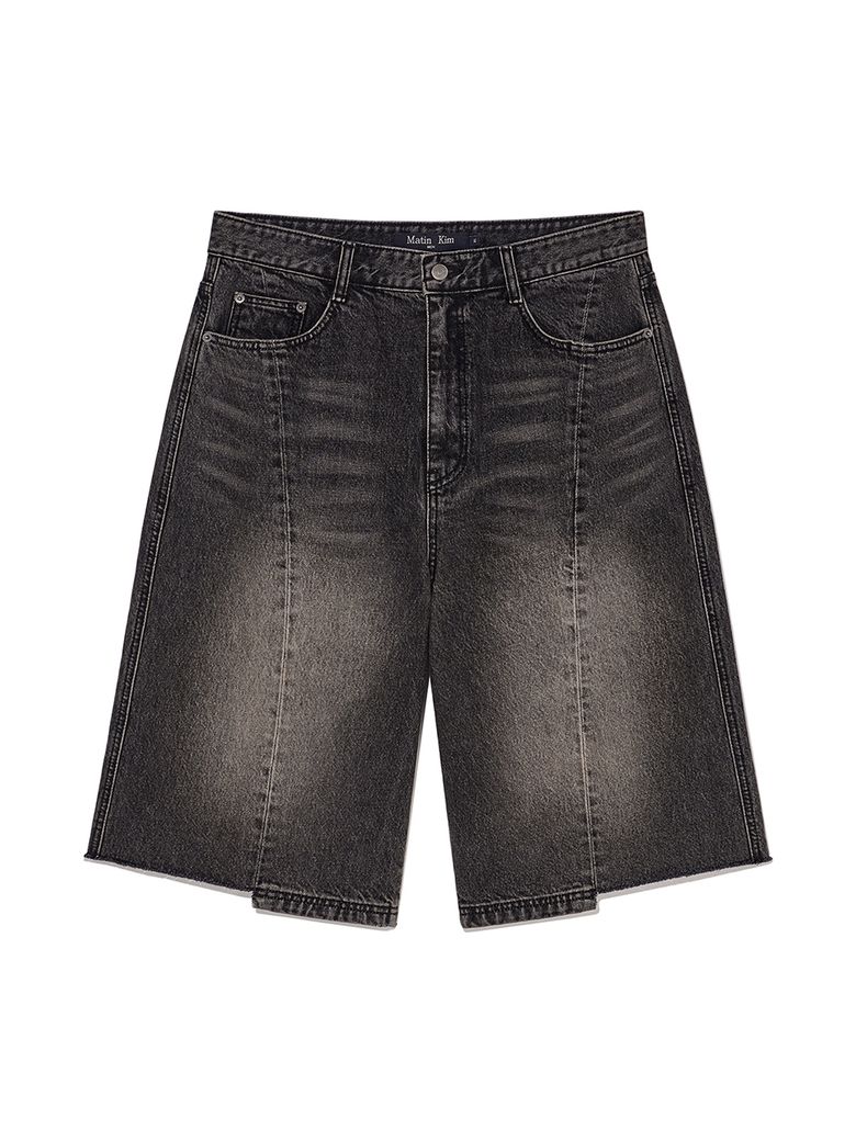 HEM POINT BERMUDA DENIM PANTS FOR MEN IN CHARCOAL