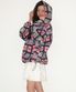 HEART CROCHET PATTERN HOODED WINDBREAKER JUMPER BLACK