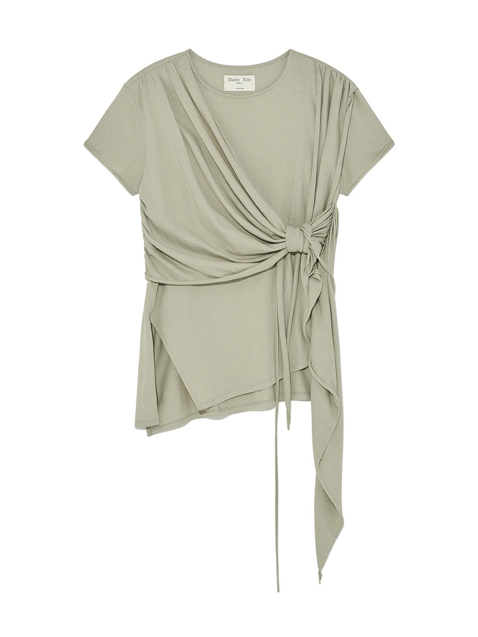 Tシャツ・カットソー [MATINKIM]tied detail string top in light khaki MUSINSA公式 | MATIN KIM TIED DETAIL STRING TOP IN LIGHT KHAKI