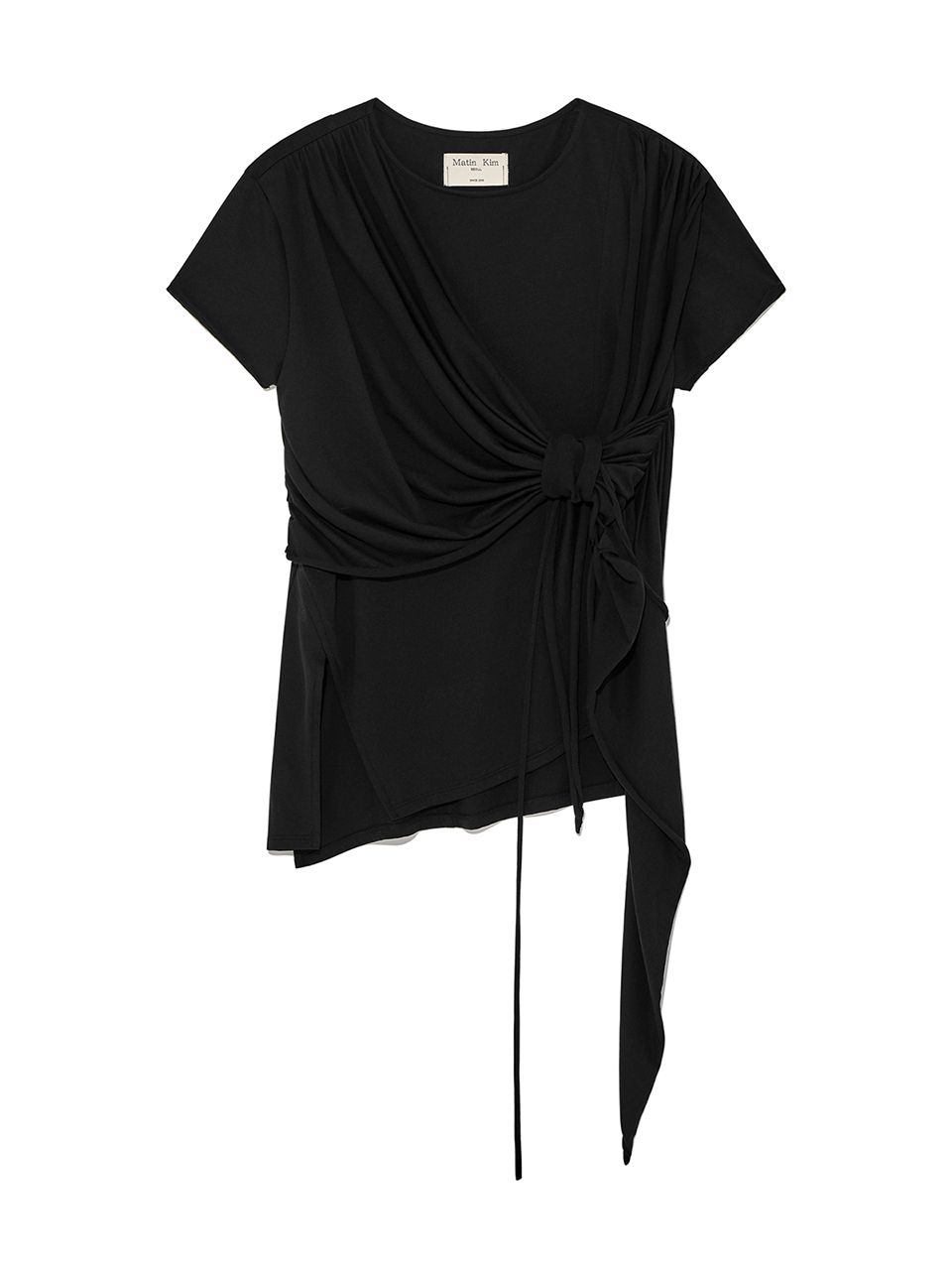 ★Matin Kim★ TIED DETAIL STRING TOP IN BLACK MUSINSA | MATIN KIM TIED DETAIL STRING TOP IN BLACK