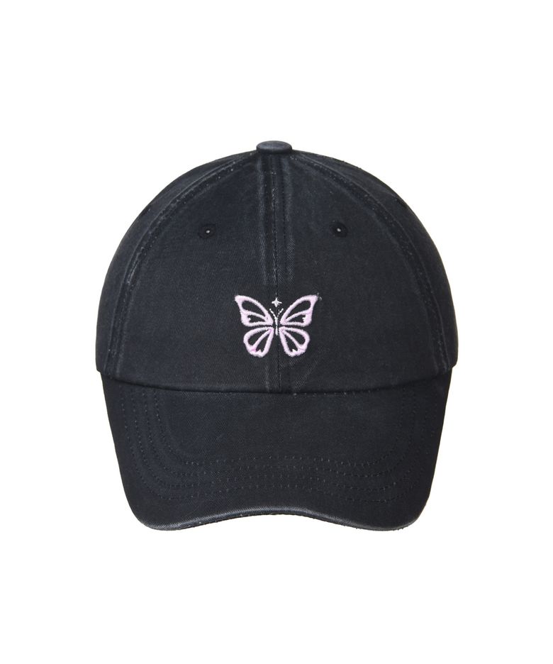 VINTAGE MINI BUTTERFLY BALL CAP_BLACK PINK