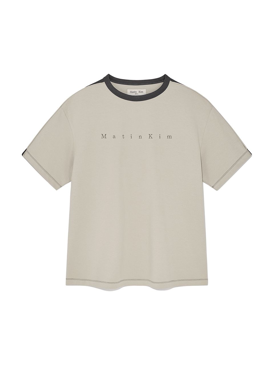 MUSINSA | MATIN KIM COLOR LINE POINT LOGO TOP FOR MEN IN BEIGE