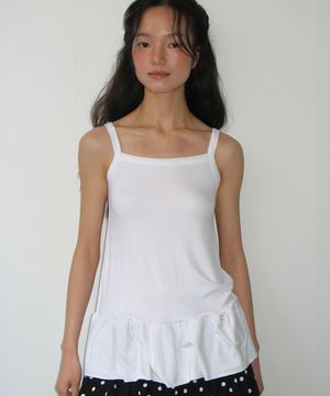 PENDANT RUFFLE LAYERED SLIM SLEEVELESS WHITE