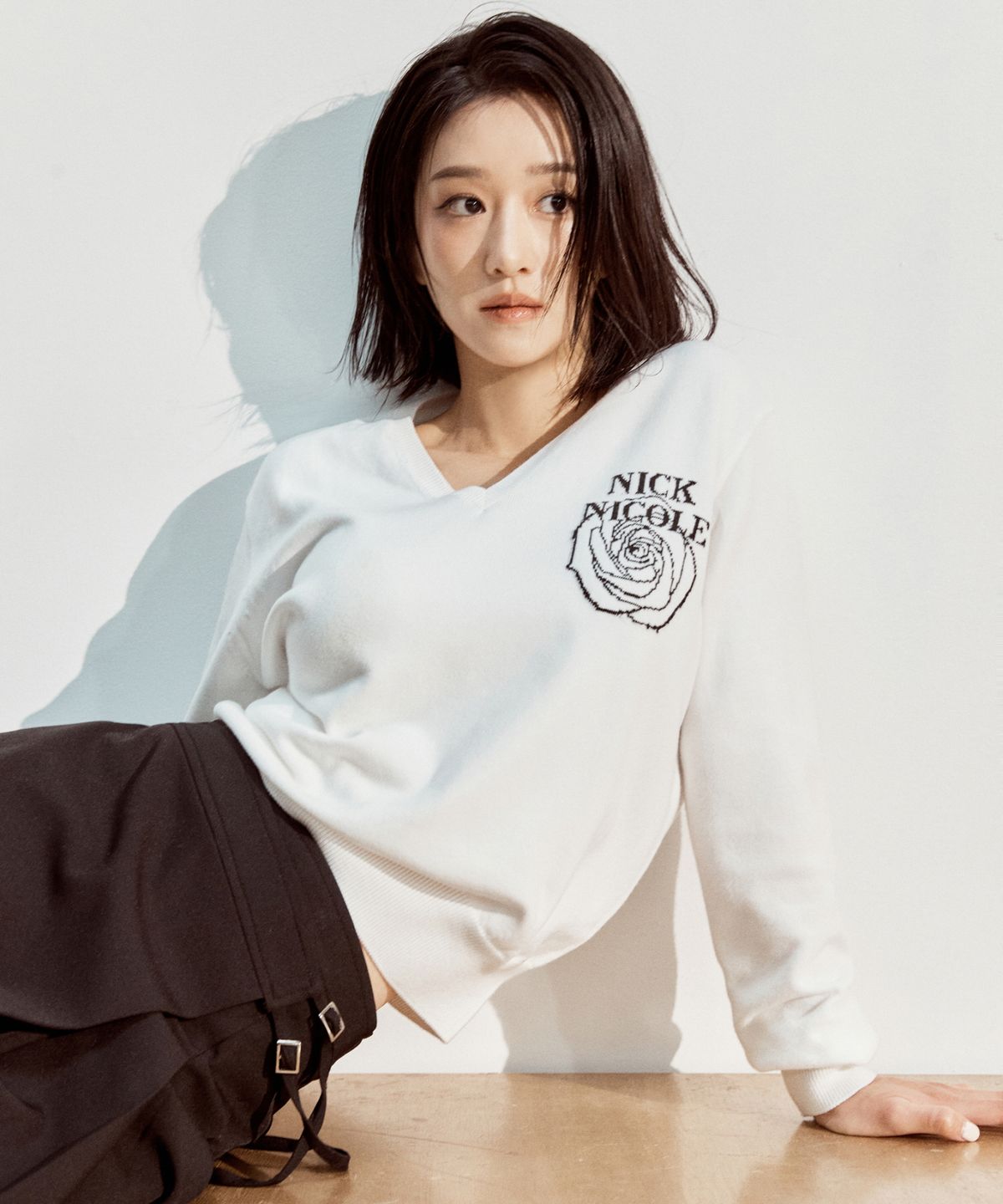 닉앤니콜(NICK&NICOLE) NICOLE MINI ROSE JAQUARD KNIT_IVORY