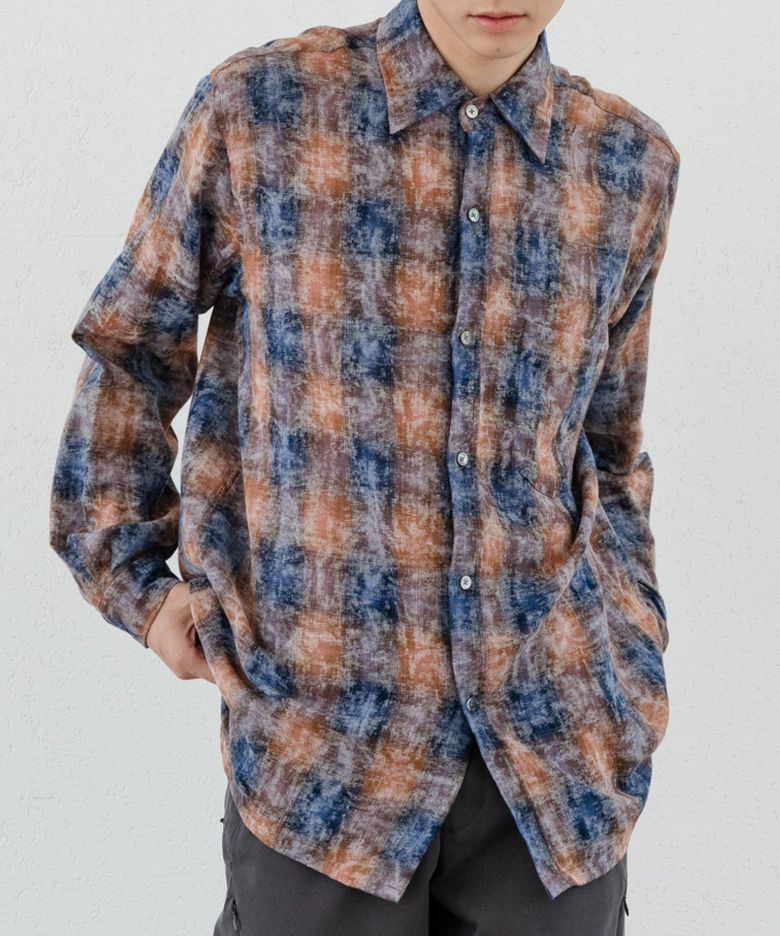 Vintage Washed Check Shirt (Blue)