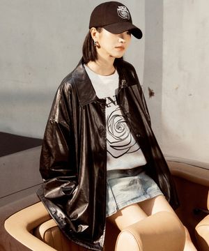 [서예지 PICK] VINTAGE HALF LEATHER STRING JACKET_BLACK