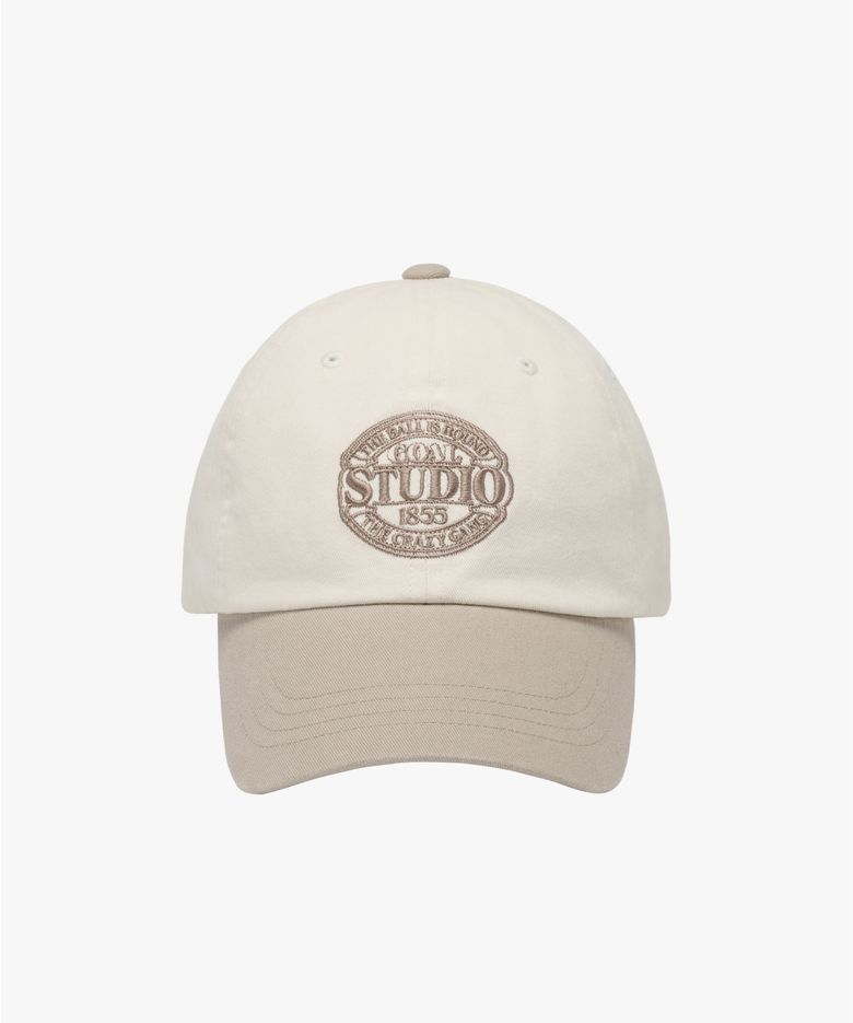 COLOR BLOCK BALL CAP-BEIGE