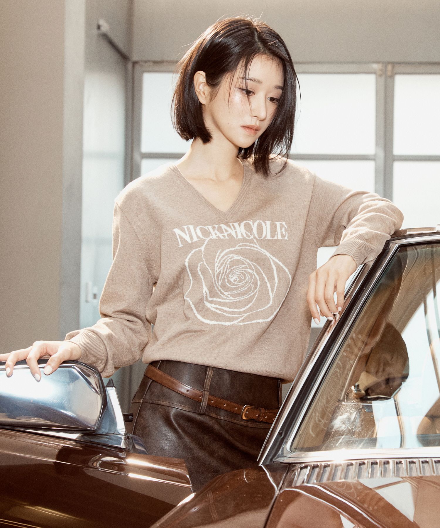 【NICK&NICOLE】 VINTAGE LEATHER MINI SKIRT / 追跡付 MUSINSA公式 | NICK&NICOLE VINTAGE LEATHER MINI SKIRT_GRAY
