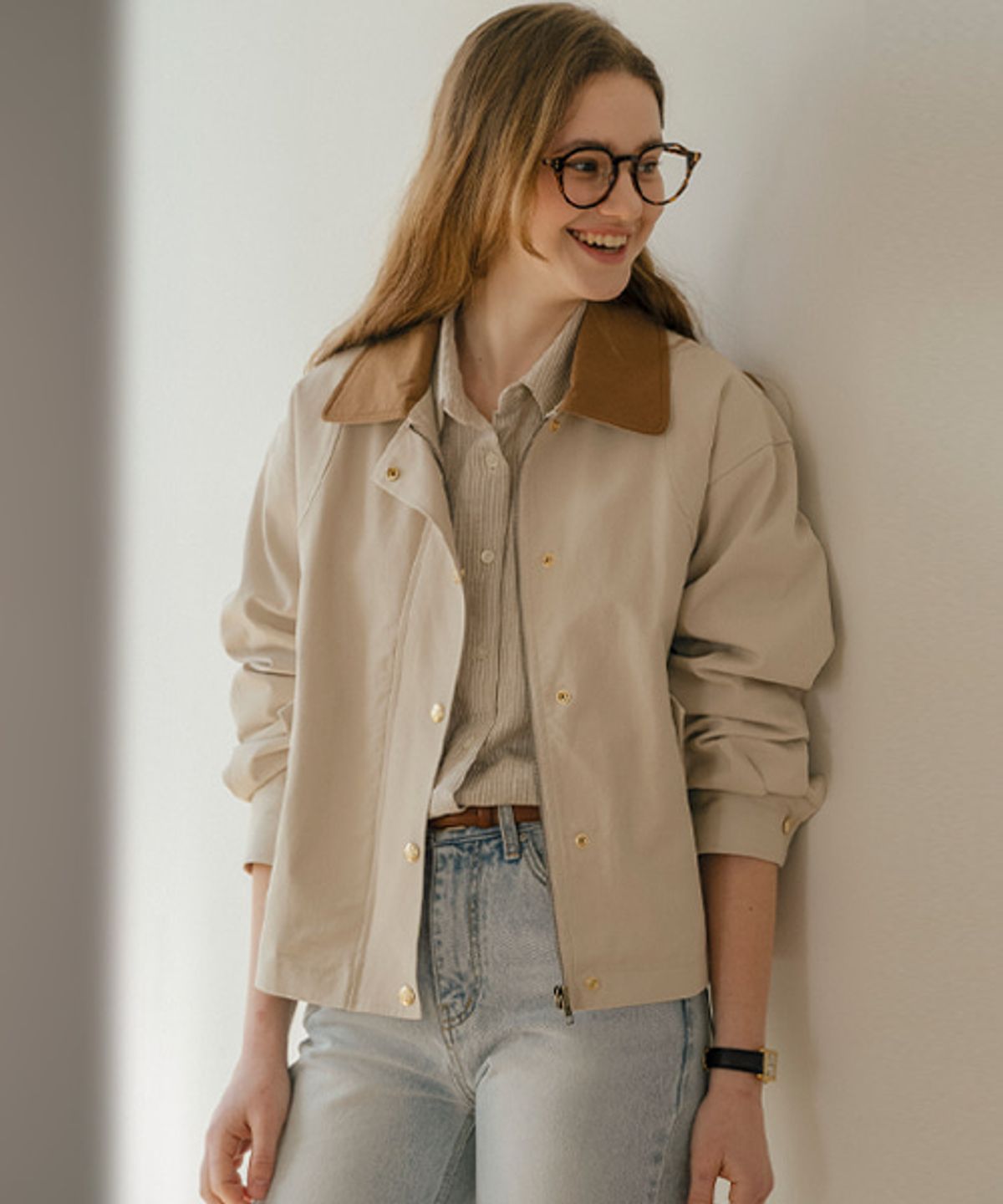 틸아이다이(TILL I DIE) Danna coloring collar gold button jumper_Sand Beige