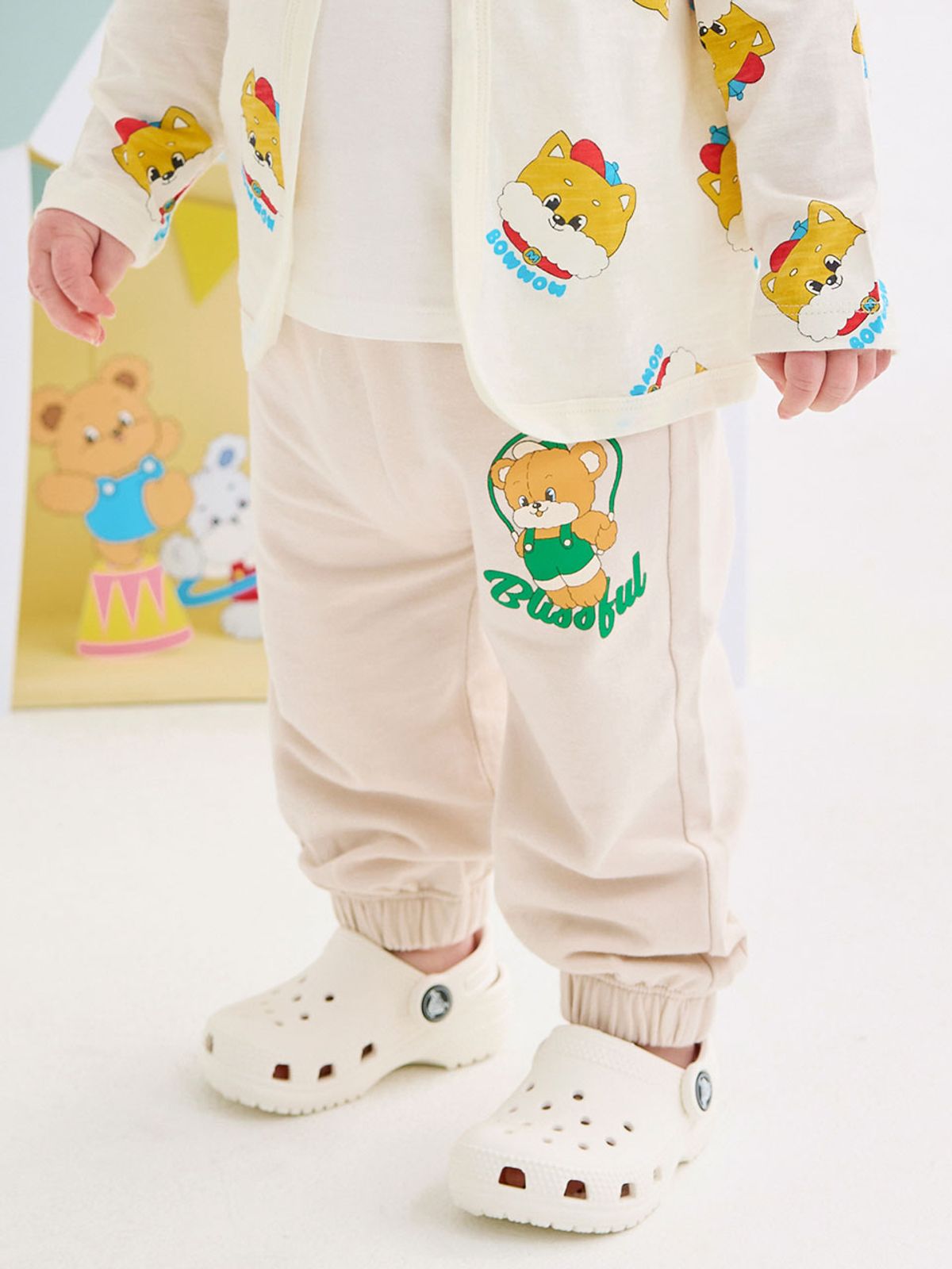 밀크베이비(MILKBABY) 줄넘기하는아기곰돌유아팬츠(3color)