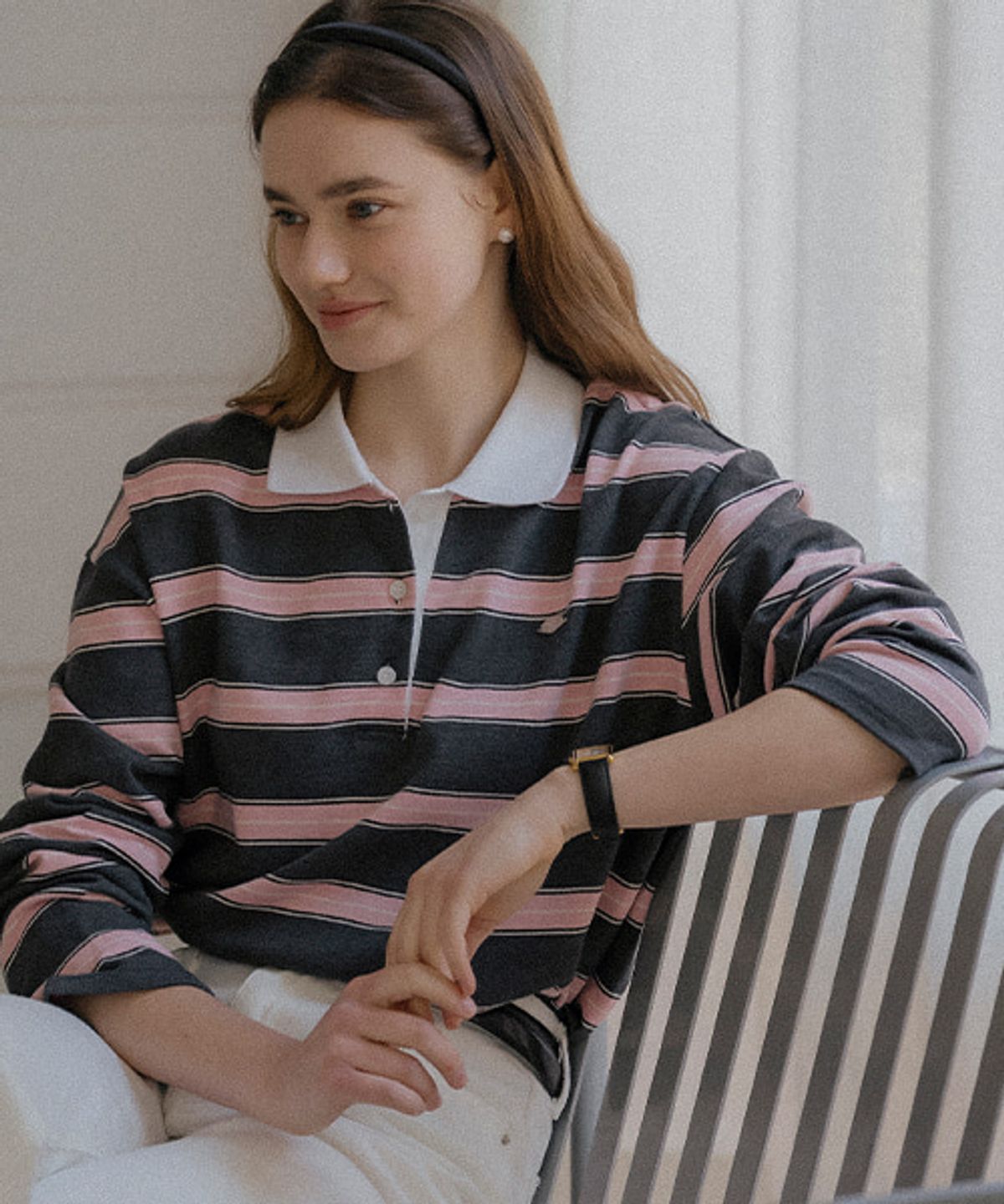 틸아이다이(TILL I DIE) Cotton stripe base collar polo t-shirt_Charcoal
