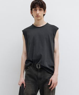 컷오프 워터 프린팅 슬리브리스 CHARCOAL