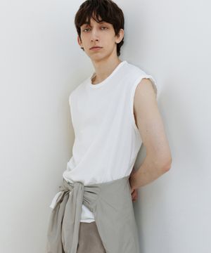 컷오프 워터 프린팅 슬리브리스 OFF WHITE