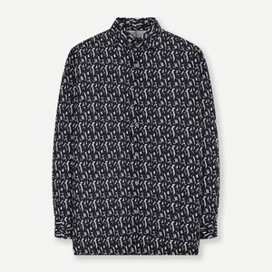 슬림핏 시어서커 프린트 셔츠 블랙 YJESUA591BK