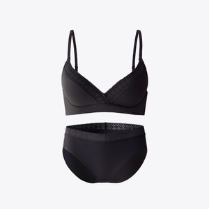 소폭레이스 노와이어 브라 프리컷 팬티 세트_다크그레이