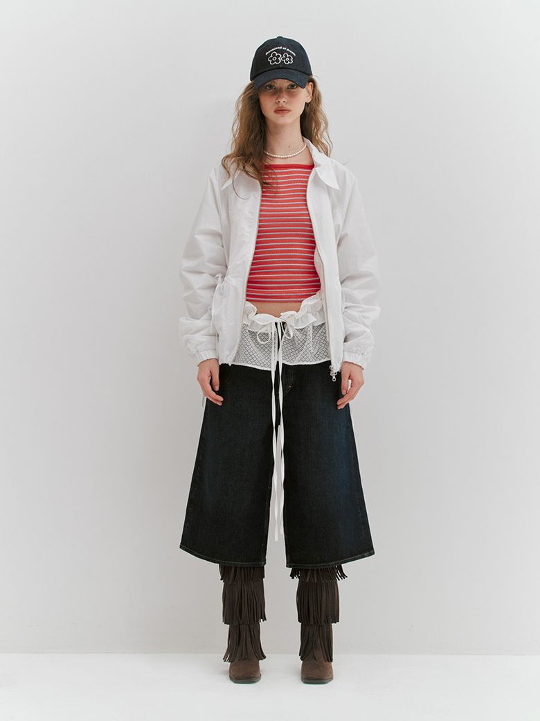 SHIRRING RIBBON JACKET - WHITE