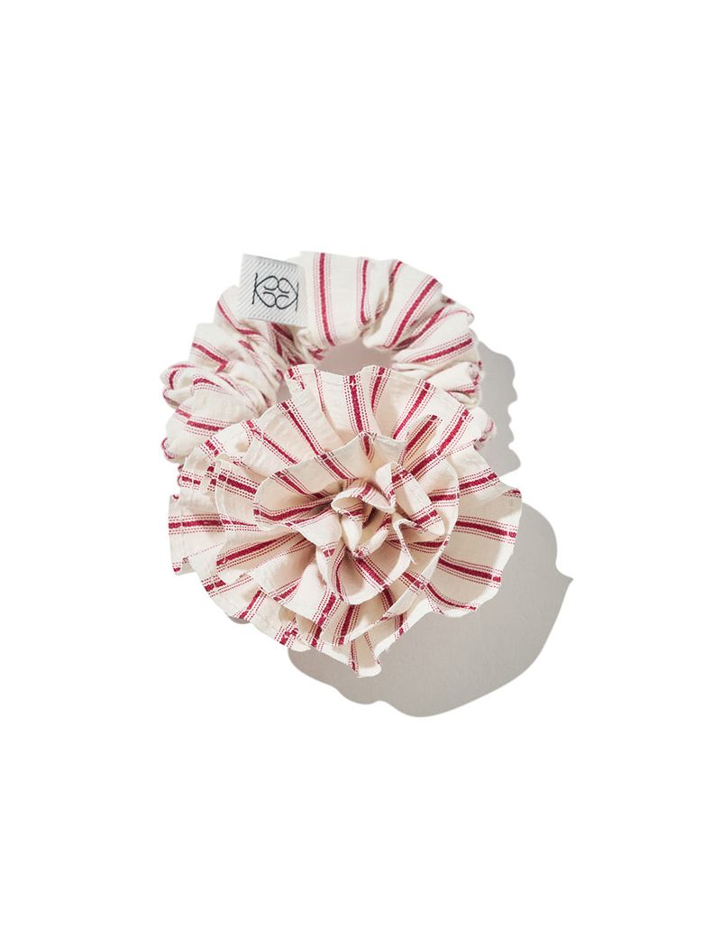 Stripe Corsage Scrunchie Red Stripe
