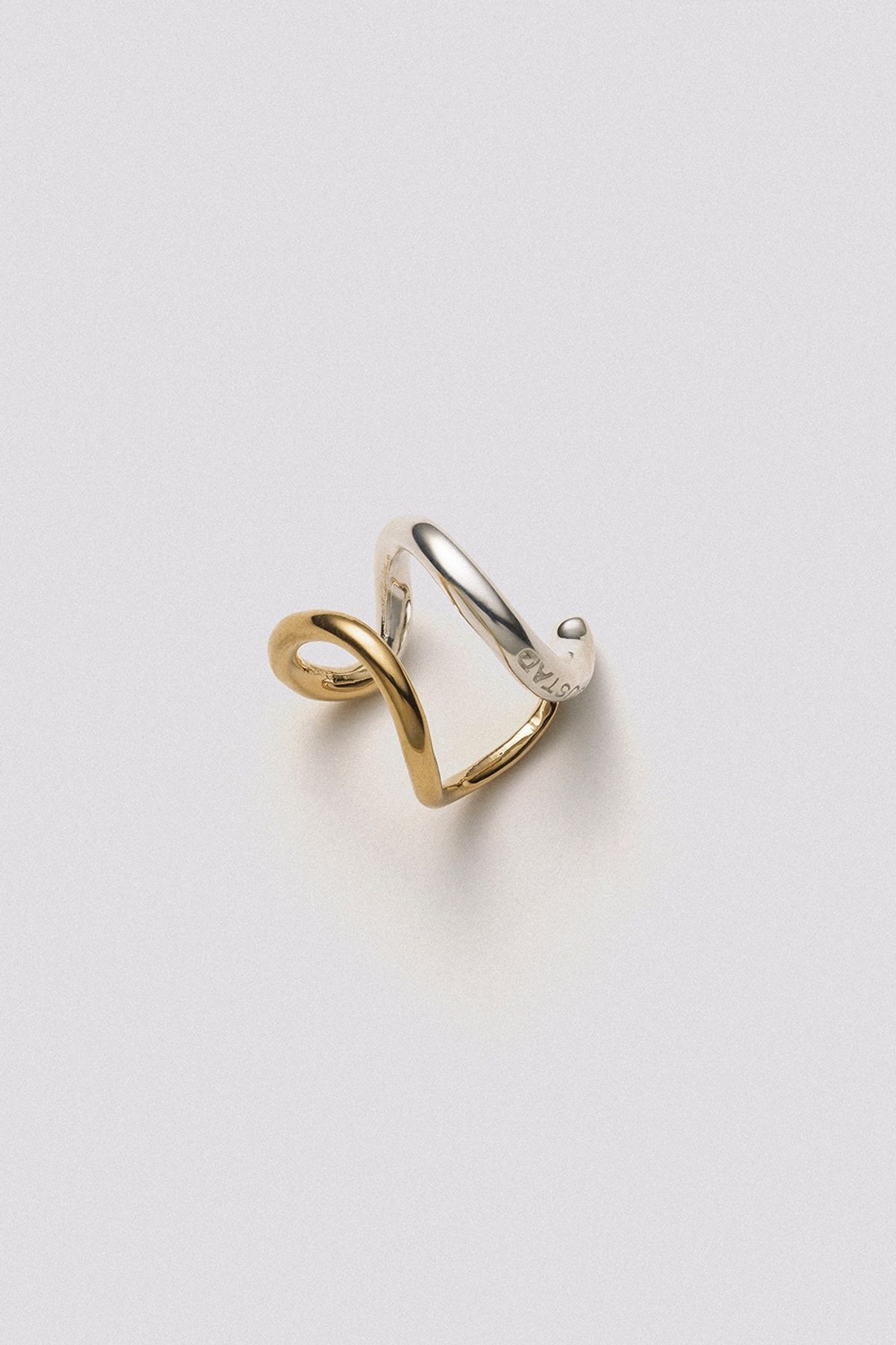 휴스타드(HUSTAD) 238 Combo  Leaf Earcuff_ 925 실버 / 14k 골드 콤보 립 이어커프