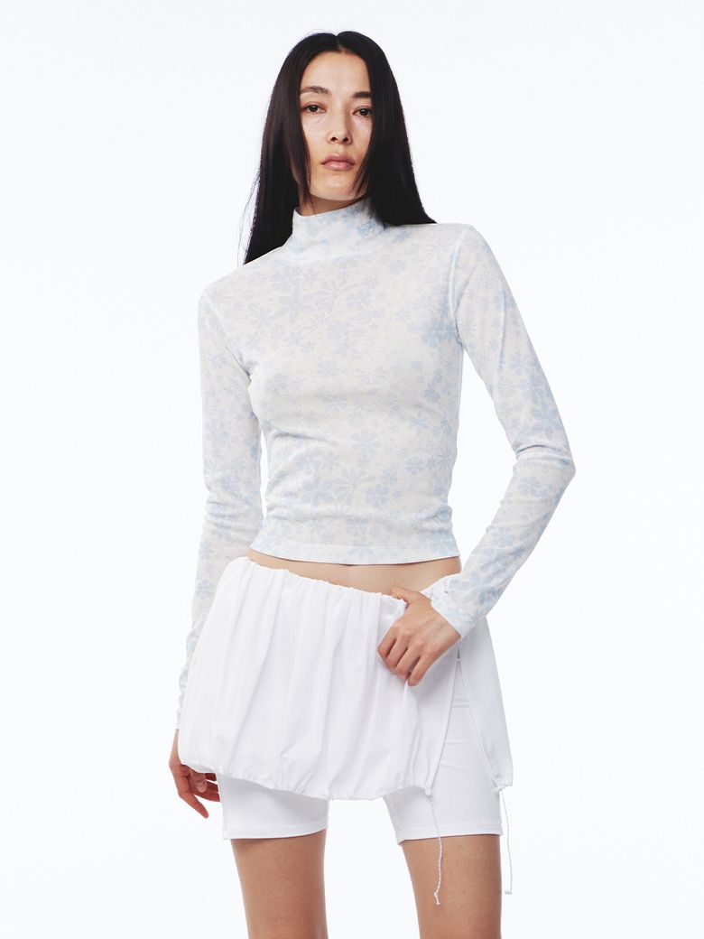 Flower Jersey Top Print Sky Blue