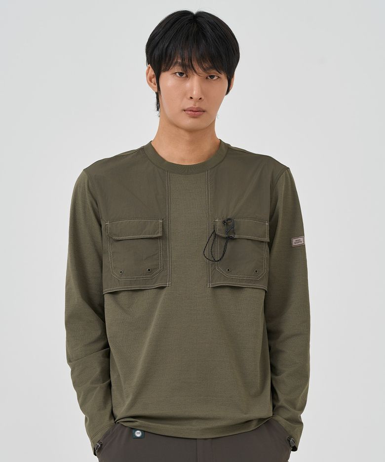 우븐패치 롱슬리브_Ash Khaki
