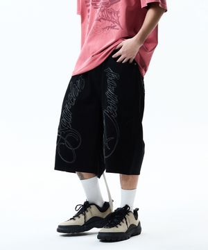 LETTERING BERMUDA PANTS BLACK