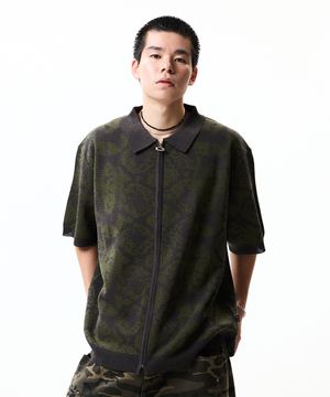 PYTHON KNIT ZIP UP KHAKI