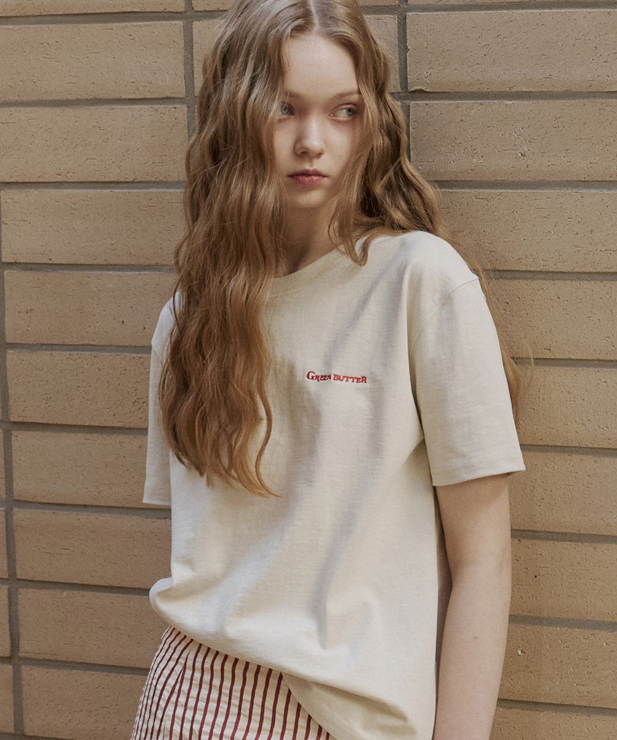 그린버터(GREENBUTTER) Cozy Solid Tee (L/Beige)