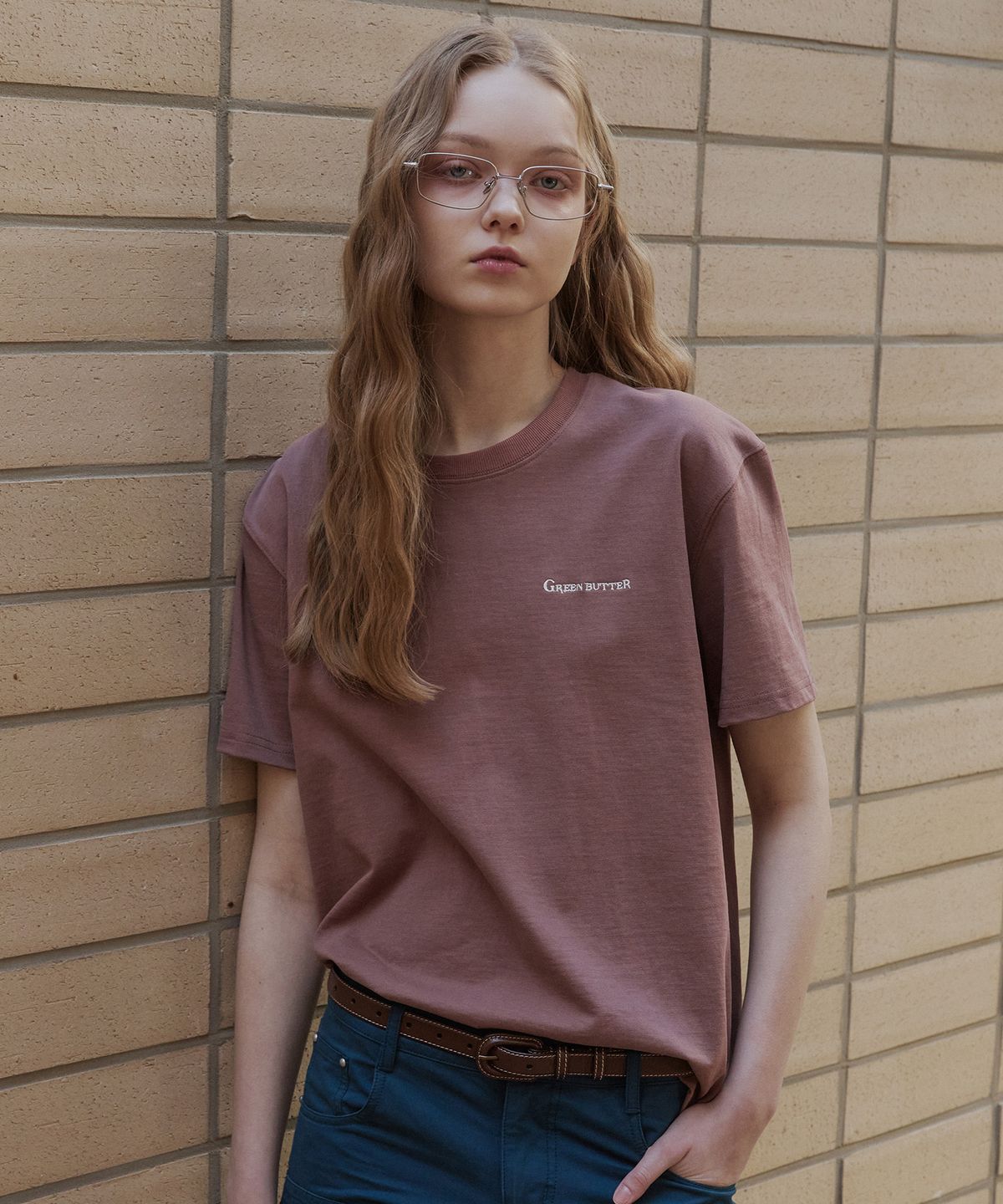 그린버터(GREENBUTTER) Cozy Solid Tee (Red Bean)