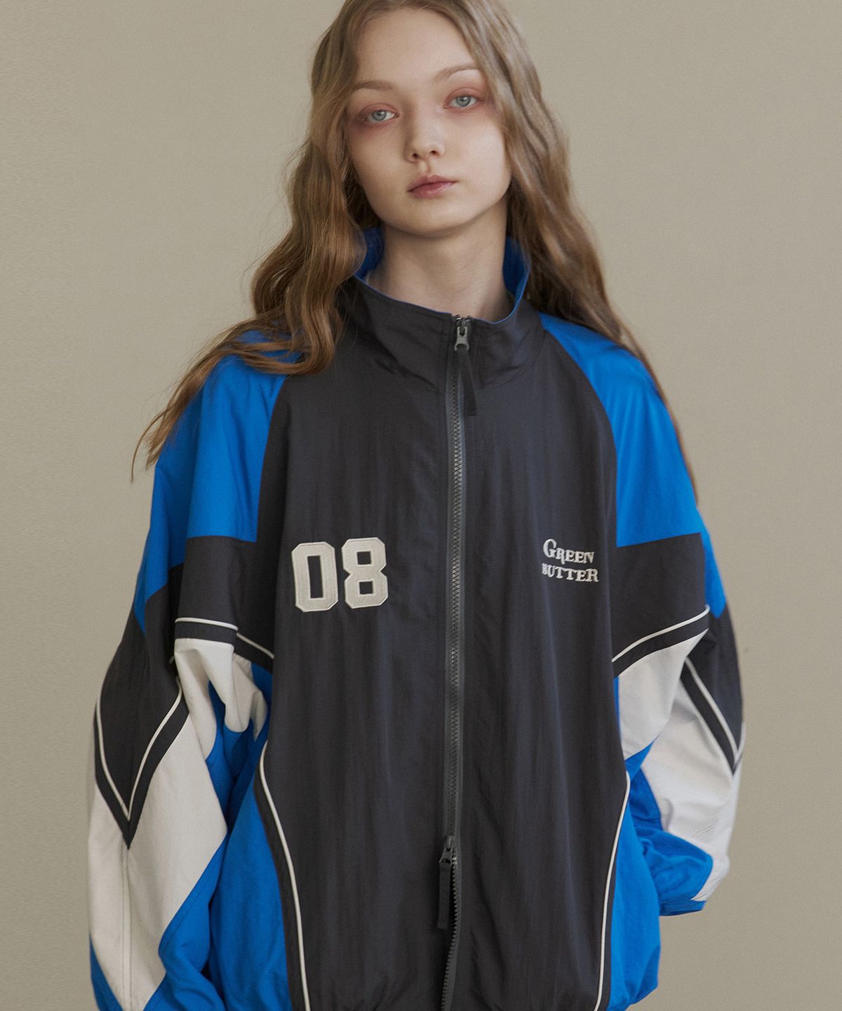 그린버터(GREENBUTTER) Two-way Windbreaker Jacket (Charcoal)