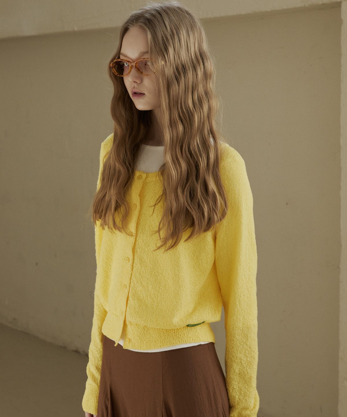 그린버터(GREENBUTTER) Summer Boucle Cardigan (Yellow)